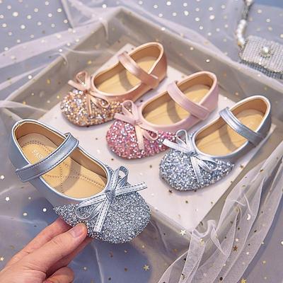 Scarpe Piatte Principessa Autunnali 2025 da Bambina con Fiocco di Paillettes - Scarpe Morbide con Strass Lucidi