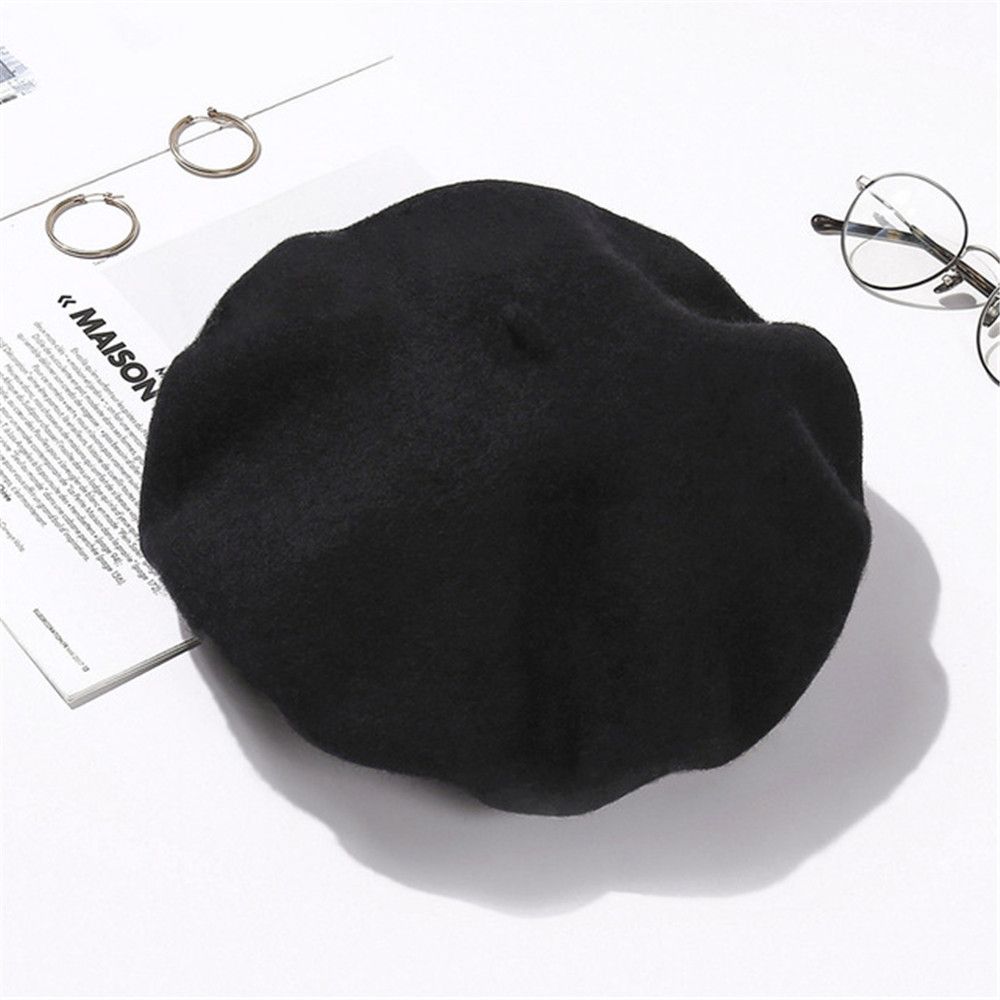 French Baggy Beanie Autumn Beret Hat Flat Cap Hat Wool Beret Cap Felt Berets