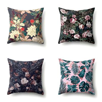 Funda de Almohada de Poliéster Decoración de Plantas Hogar Almohada Estampada Cojín Lumbar para Coche Funda de Cojín para Cabecera de Sofá Cama