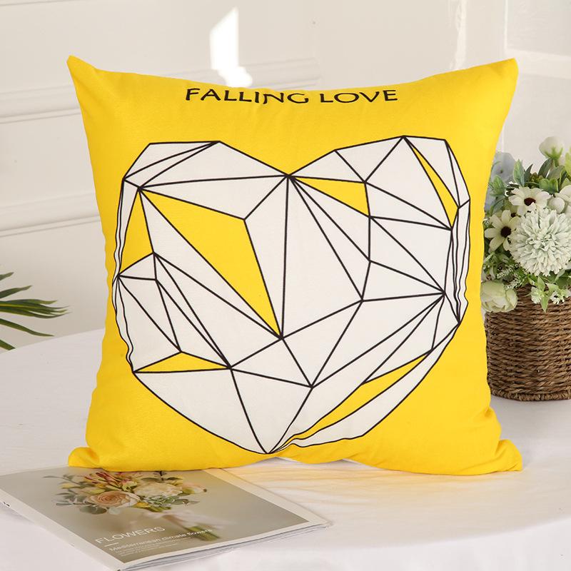 Nordic Style Simple Abstract Pattern Cushion Pillow Cover Linen Printed Cushion Ins Style Design