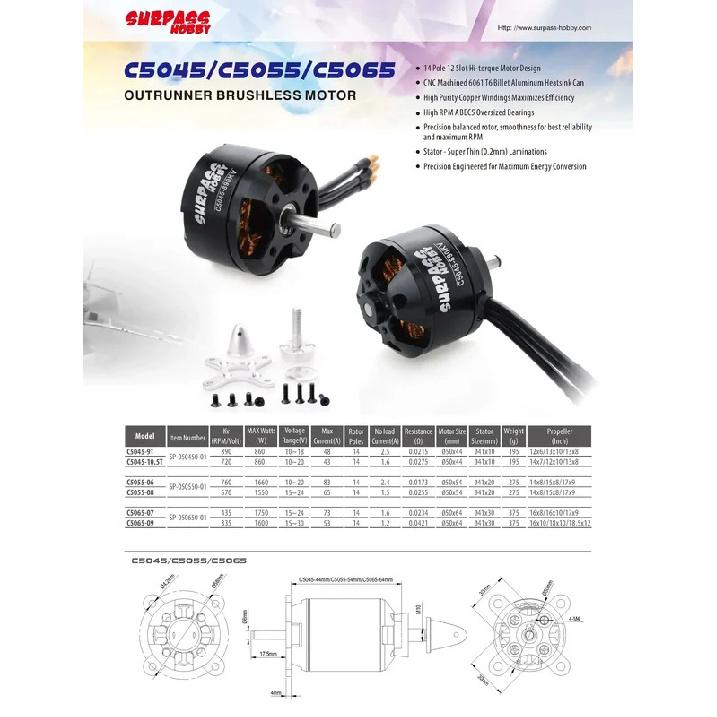 SURPASS HOBBY 2822 2830 3530 3542 3548 4250 4260 5055 5065 Brushless Motor for RC Fixed-wing Plane FPV Racing Drone Quadcopter