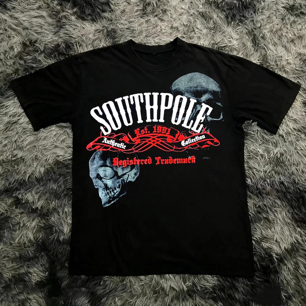 Klassisches Y2K Gothic Stil T-Shirt Druck Oversize T-Shirt High Street Shirts Gothic Rundhals Baumwoll Tops Neues Herren Damen T-Shirt