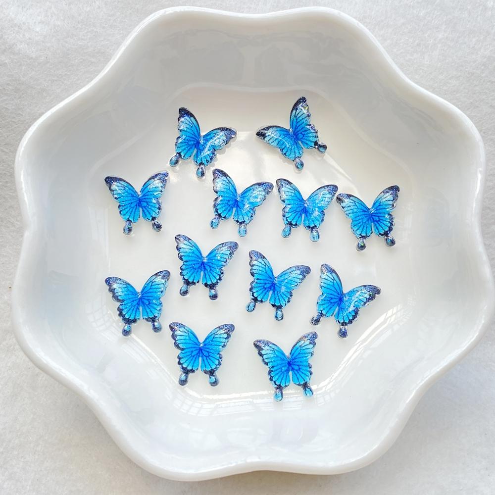 50Pcs Cute Mini Cartoon Colorful Butterflies Nail Art Resin Designer Charms DIY Craft For Nail 3D Decorations Jewelry