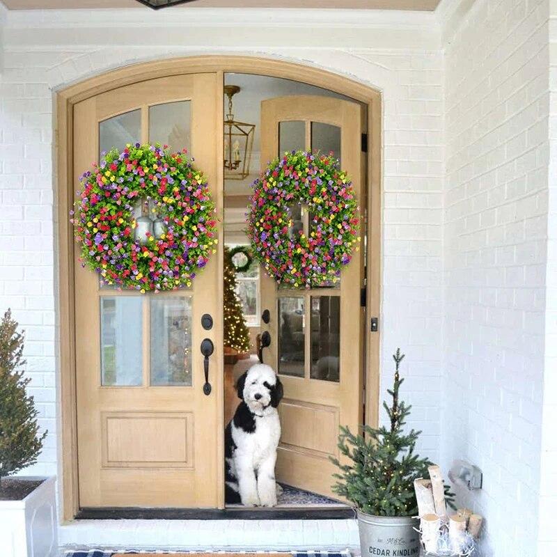 Spring Wreaths for Porch Yard Wedding Decoration Farmhouse Home Hanging Decor Spring Decorations Seasonal Decor