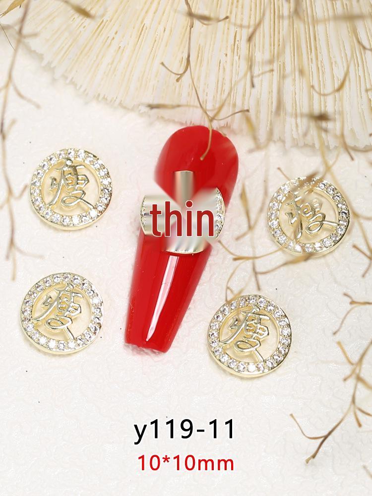 Nyårsförmögenhet Nageldekor: Lyckobringande legering Strass Berlocker