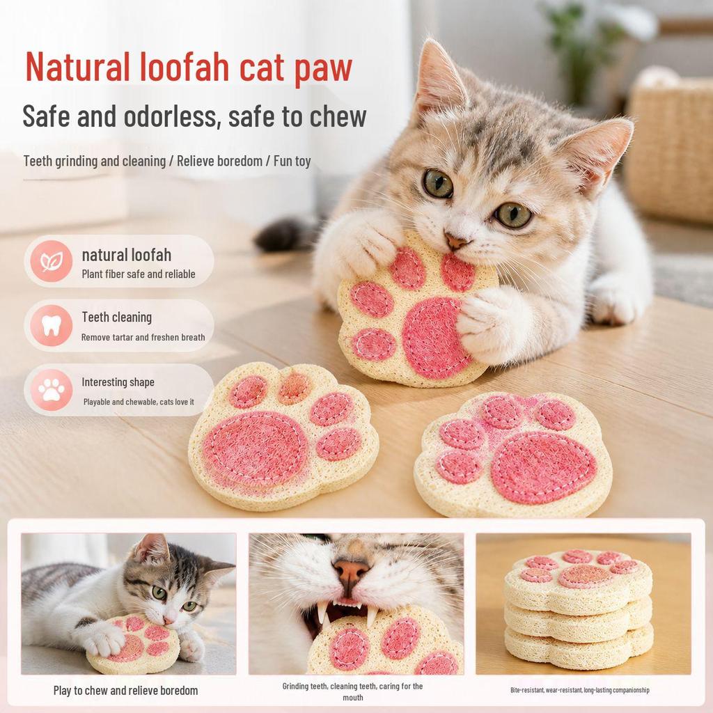 Natural Loofah Cat Teaser Stick - Cute, Bite-Resistant Toy for Teething, Cleaning Teeth, and Relieving Boredom. Perfect for Self-Play!