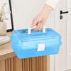 With Handle Buckle Nail Art Storage Box Blue Color Craft Storage Case  For Brushes Paints Stamps