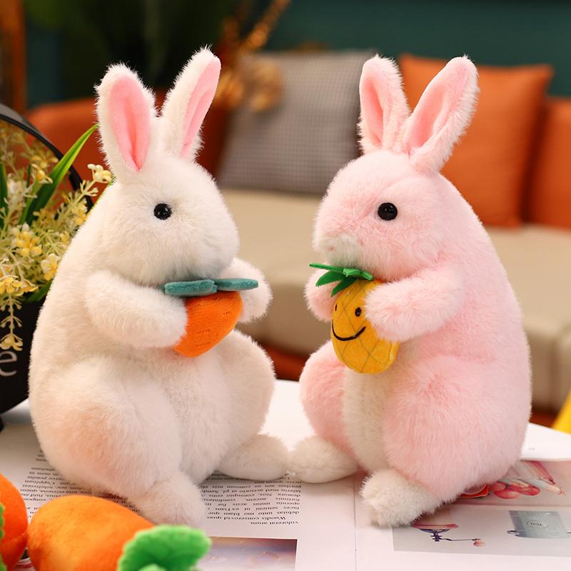 Simulering kanin plysj leketøy realistisk kanin utstoppet dukke naturtro dyreleker for barn Jenter Bursdagsgave Rominnredning