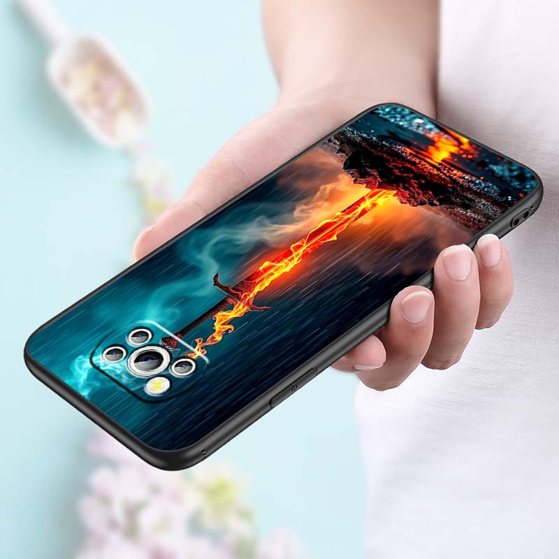 Ancient style swordsman Phone Case For Xiaomi Mi Poco F3 F4 F5 F6 X3 X4 X5 X6 X7 M3 M4 M5 M6 M7 GT Pro 5G Black