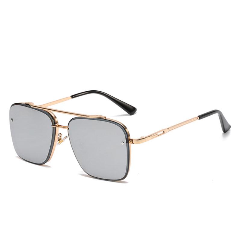 Fashion Pilot Sunglasses Men Women Luxury Brand Metal Big Frame Sun Glasses Vintage Steampunk Square Gradient Lens Eyewear UV400