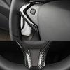 For Tesla Model X and Model S 2016- ABS Carbon Fiber Style Inner Car Steering Wheel Panel Cover Trim Frame Decor Silver ABS