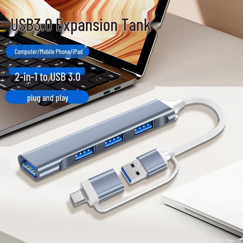 USB-C Docking Station 3.0: 4-Port Multi-Functional Hub for Laptops and Phones