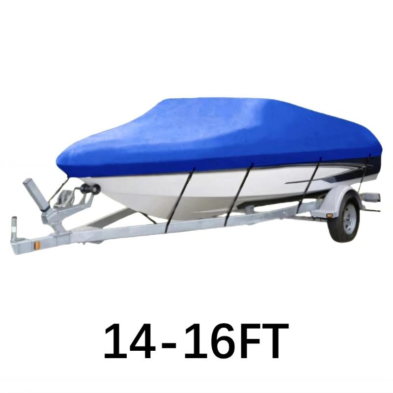 Universal Waterproof Boat Cover Secure Design Boat Housing for V Hull Fishing Ski Boats Fits 14 To 16 Feet Length
