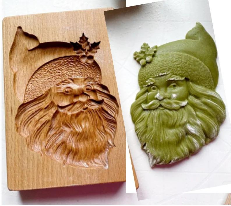 Wooden Biscuit Mold Portable Kitchen Wooden Gingerbread Cookie Molds Wood Color Rose Pine Cones Flowers Mould Baking Cake Tools