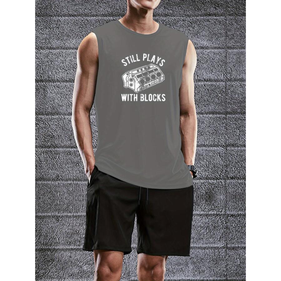 Модный Мужской Комплект: Майка и Шорты с Графическим Принтом Полиэстер Дышащий Эластичная Талия Свободный Крой Повседневный S