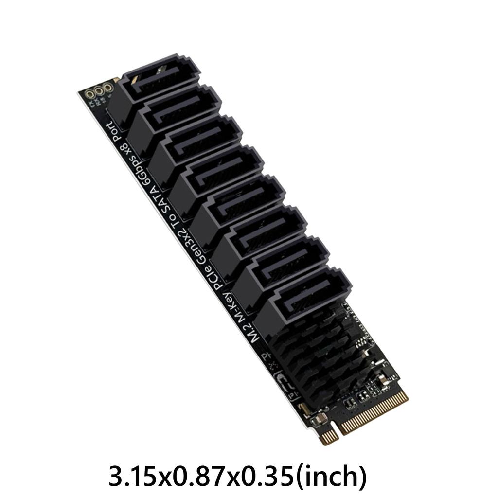 M.2 M KEY NVMe To SATA Convert Card ASM1166 6Gbps 8 Port M.2 M-Key PCIE3.0 To SATA Adapter with Smart Indicator Tools Included