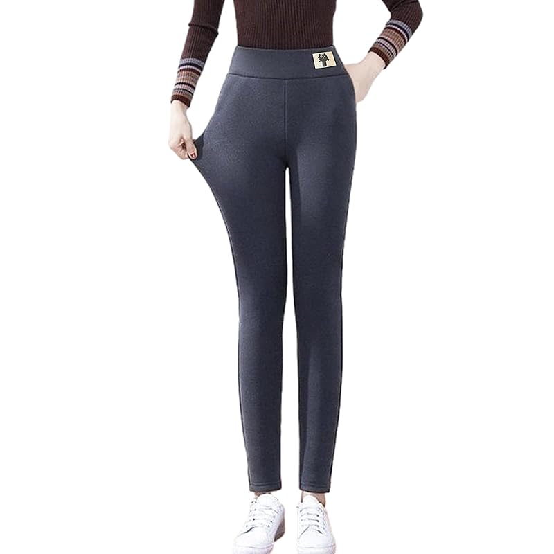 

[Tohaojay Zoner] leggings pants ladies Fleece lining bottoms pants high waist Beautiful legs Looks thin casual fashionable for women cute Fluffy boa