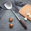 Chef's Kitchen Utensil Set: Extended Wooden Handle, 304 Stainless Steel Wok and Frying Spatula, Soup Ladle