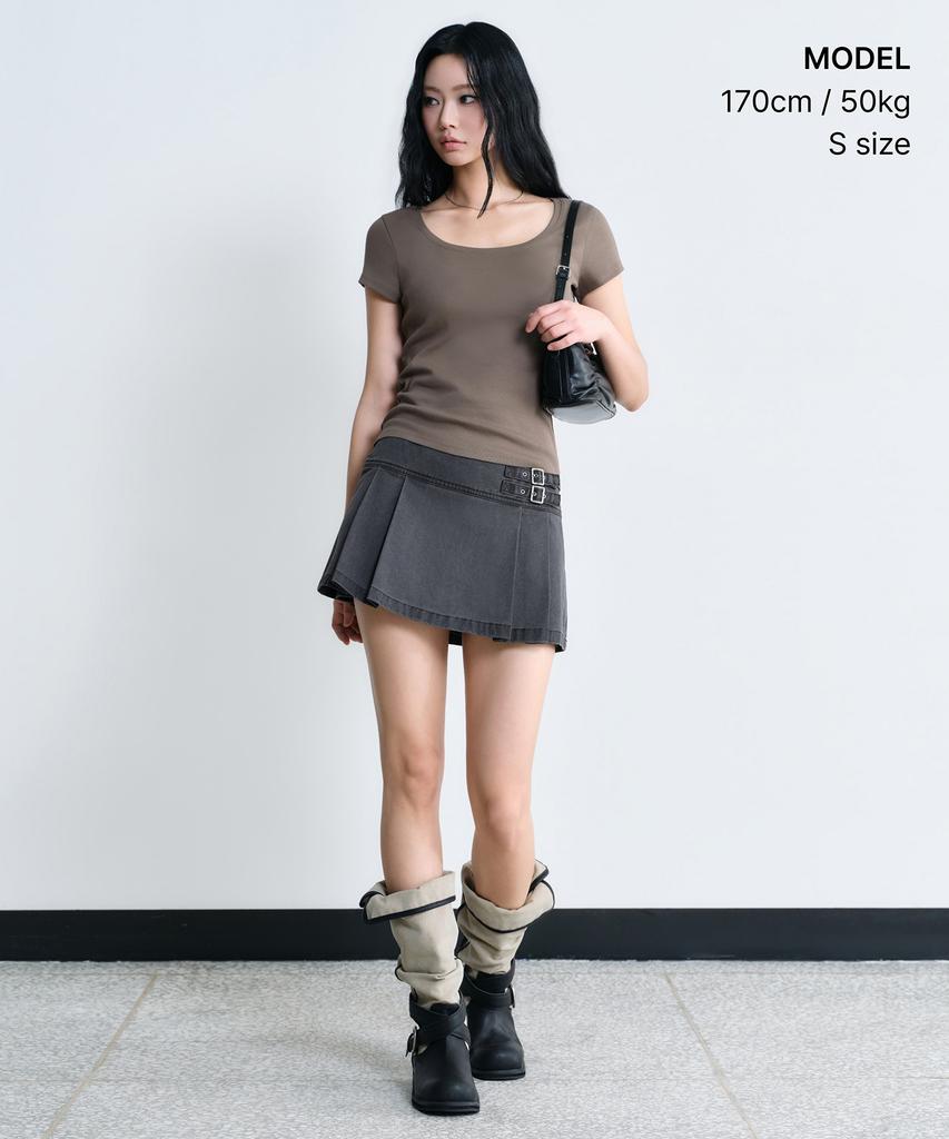 MUSINSA STANDARD WOMAN Women'S Slim Scoop Neck T-Shirt [Taupe]