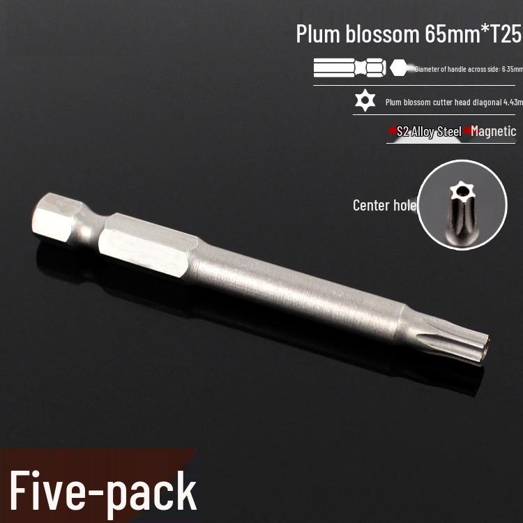 Plum Blossom S2 Magnetic Hex Screwdriver Set - 6.35mm Pneumatic Drill Bit Set
