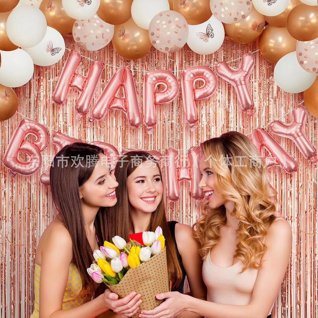 Rose Gold Butterfly Birthday Decoration Set for Women and Girls