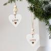 1Set Ornament Party Decoration Hanging DIY With Wood Beads Heart Jute Rope Tassel Craft Christmas Tree Heart Shape