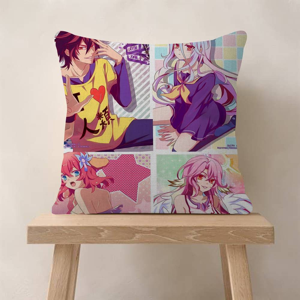 NNo Game No Life Anime Pillow Covers Cartoon Sofa Decorative Home Doublesided Printing Short Plush Cute Cushion Cover