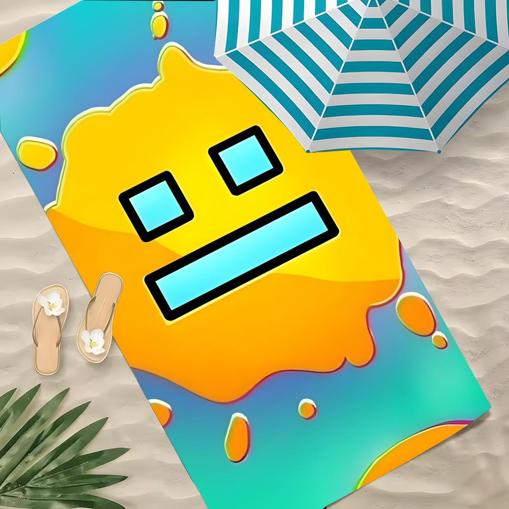 G-Geometry Dash Robtop Games Handtuch Polyester Strandtuch Schnelltrocknend Sandfrei Badetuch Für Sommer Pool Reise Urlaub