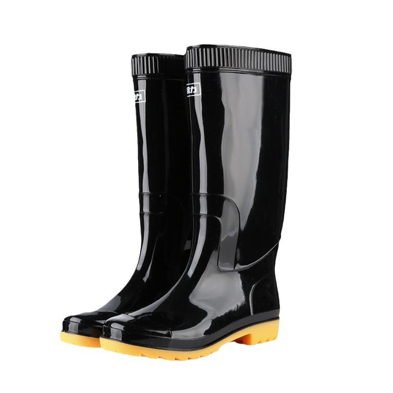 Rain shoes high rain boots men's medium help waterproof, non-slip and wear-resistant labor insurance rubber shoes black water shoes