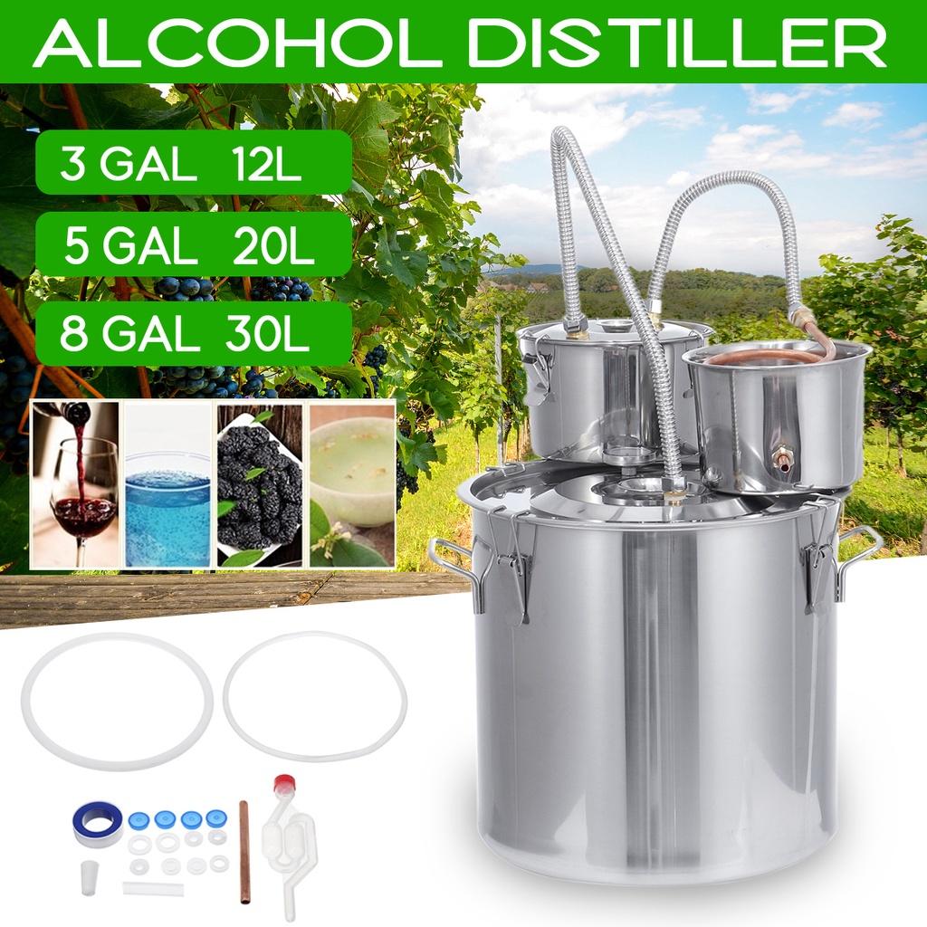 12/20/30L Home Distiller Alambic Moonshine Alcohol 3pot Still Stainless Copper DIY Brew Water Wine Essential Oil Brewing Kit