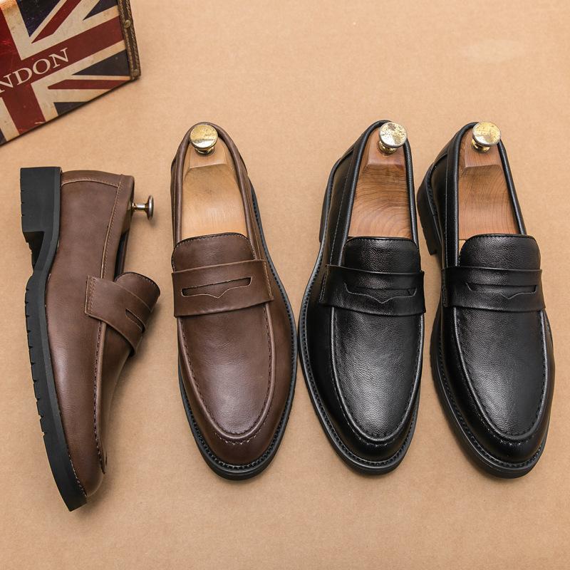 Spitze Lederschuhe Herren Frühling und Herbst Pedal Retro Freizeitschuhe Britische Fuß Slipper Übergröße Erhöhung Herrenschuhe
