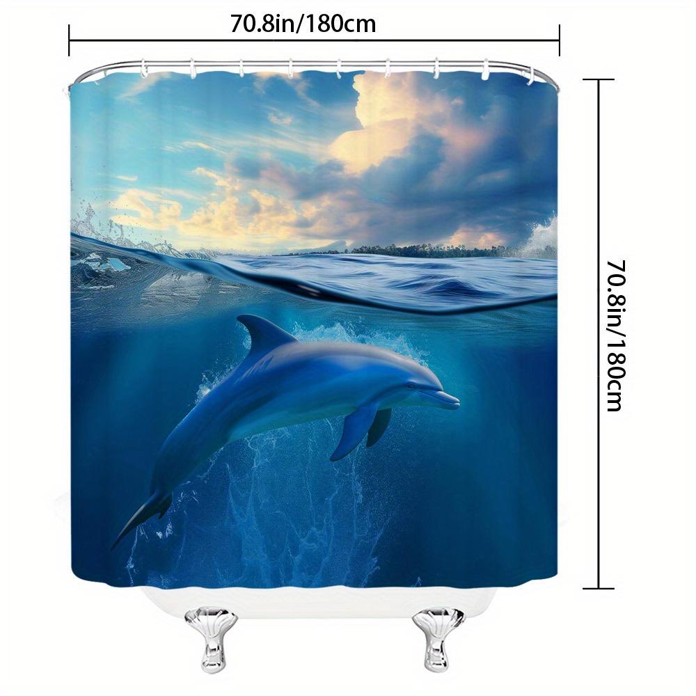 Deep Sea Dolphin Shower Curtain - Water-Resistant Fabric for Bathroom - Perfect for Ocean and Marine Lovers