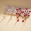 Zircon imitation pearl acrylic flower fringed silver needle earrings temperament earrings