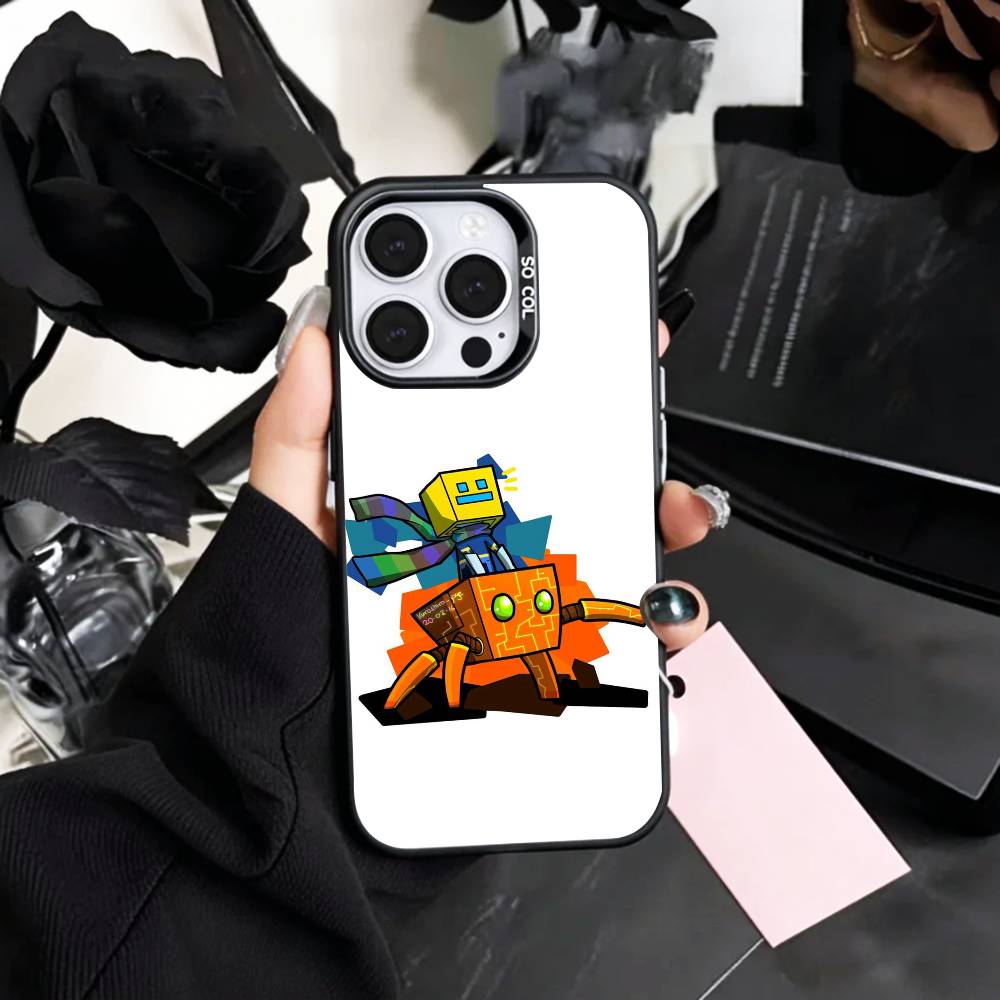 Cool G-Geometry D-Dash Game Phone Case For iPhone17,16,15,14,13,12,11 Plus,Pro Max Colored Silver Plated Inside Cover
