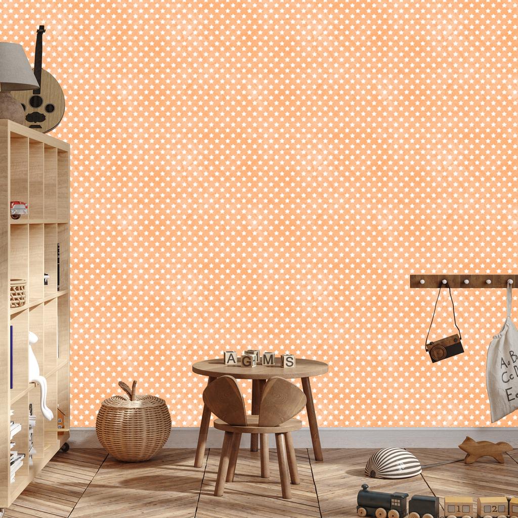 Peach and Cream Stars Wallpaper for Living Room and Bedroom 50x1000