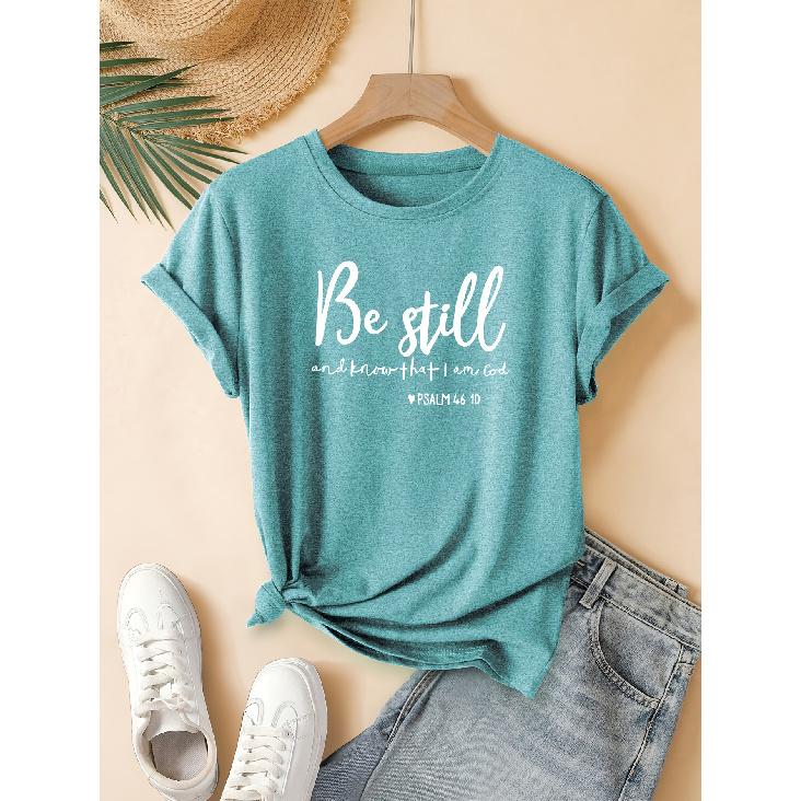Slogan letter print fashion retro style women's summer casual sporty look,Round-neck short-sleeve top T Shirt
