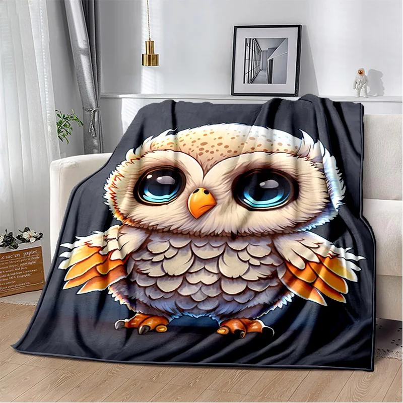 HD Colourful Cute Owl Cartoon Blanket,Soft Throw Blanket for Home Bedroom Bed Sofa Picnic Travel Office Rest Cover Blanket Kids