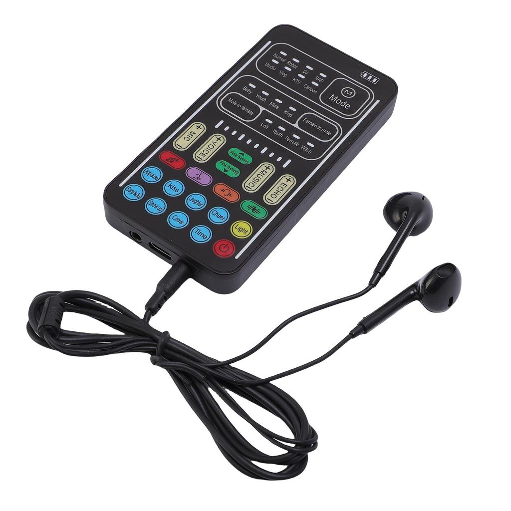 Tragbarer Stimmverzerrer mit 3,5-mm-Klinkenanschluss, mehreren Modi, kleinem Soundboard und Sprachmodulator für Smartphone, Tablet, Laptop und PC