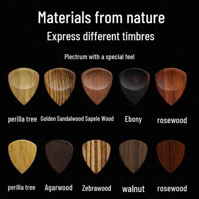 Solid Rosewood & Walnut Guitar Picks - Wooden Bass & Guitar Plectrums