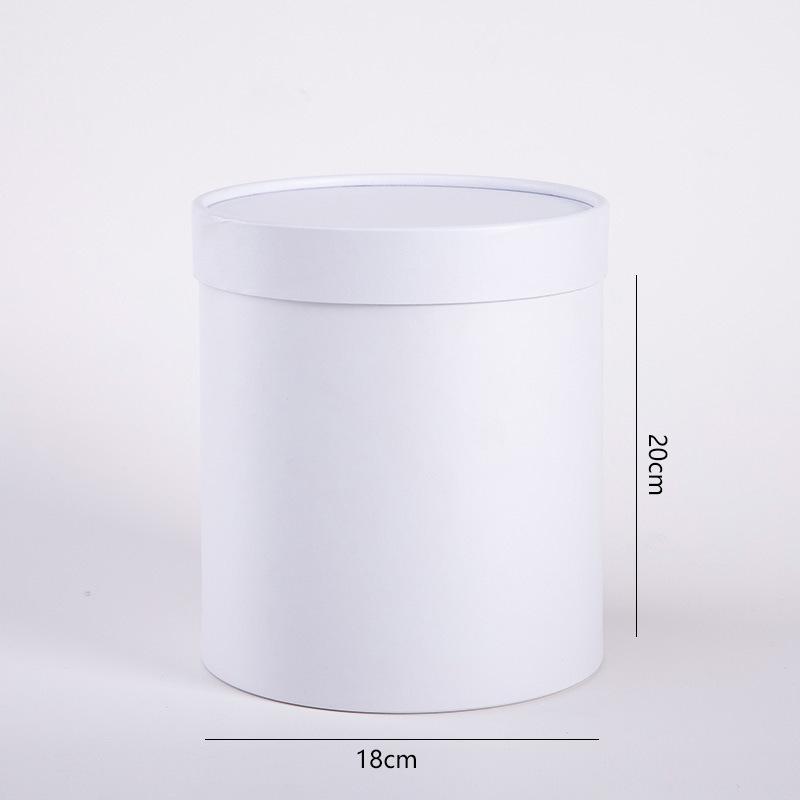 

Однотонная подарочная коробка для цветов Ведро для большой цветочной композиции Подарочная упаковочная бумажная коробка Хранение букета белый