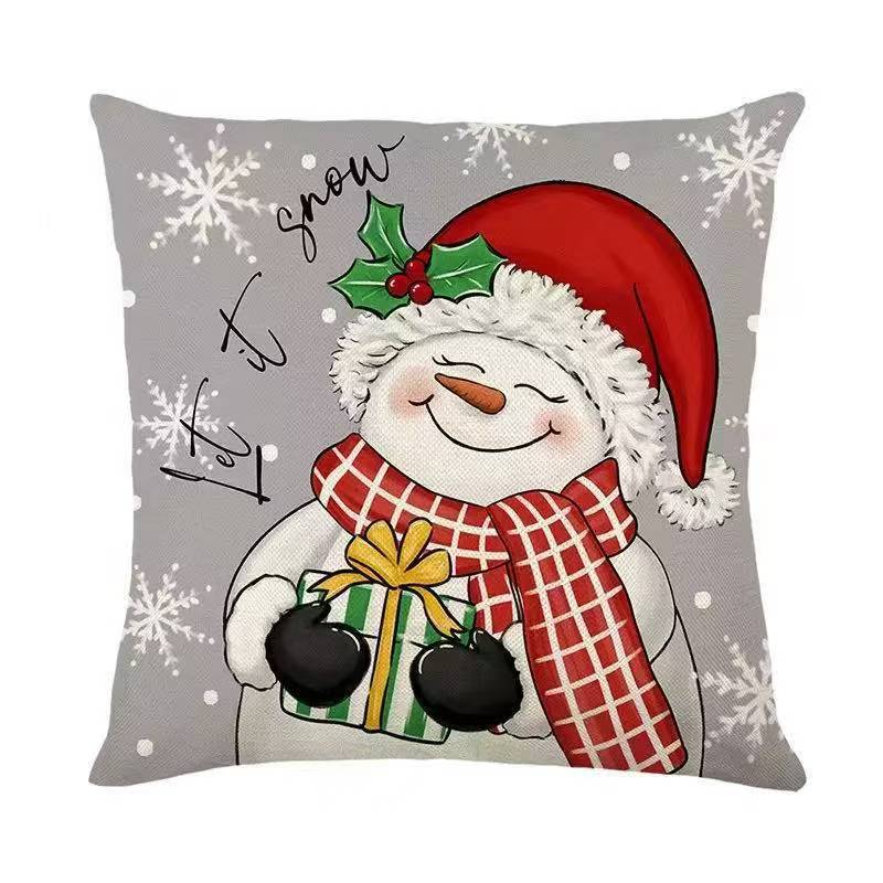 

Christmas Pillow Cover Linen Short Plush Stain-resistant Letter Print Cushion Cover Festive Atmosphere Pillow Cover 45*45cm