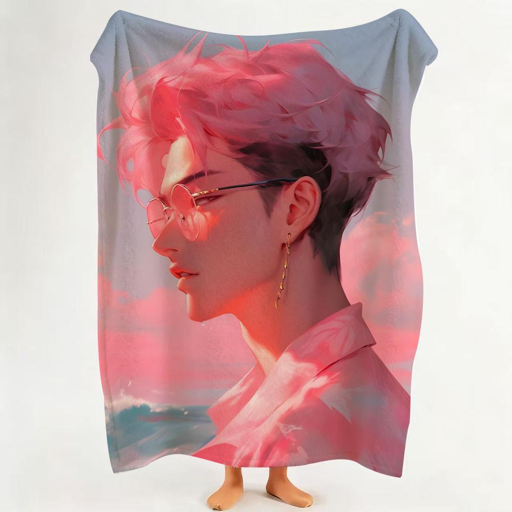 

Fashion P Pink B Boy Throw Flannel Throw Blanket Suitable for Sofa Living Room Bedroom 75cmx90cm