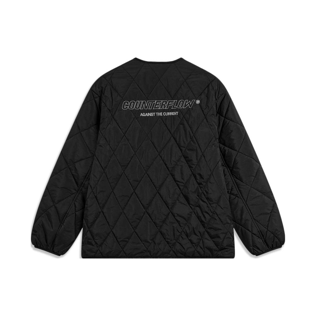 Li Ning CF Su Series Solid Color Single-Breasted Long Sleeve Cotton Jacket Unisex Jacket Black AJMT243-1