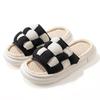 Fashion Simple Flax Lattice Spring Summer Women Slippers Home Floor Slippers for Women Couples Feeling Soft Bottom Linen Slippers