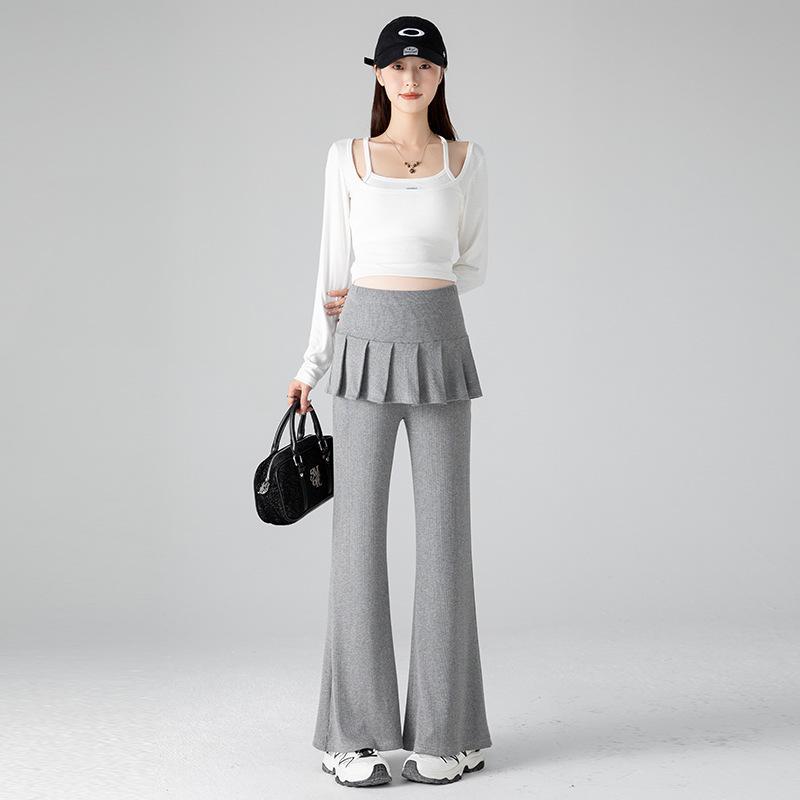 Trendy Maternity Pleated Skirt Overlay Pants - Slimming Micro-Flare for Spring/Summer M