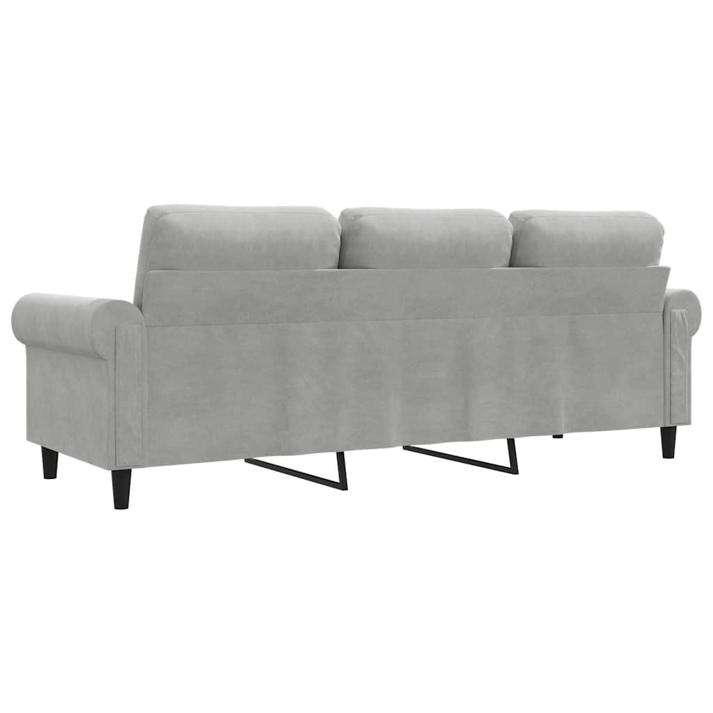 3 Seater Sofa Light Grey 180 Cm Velvet