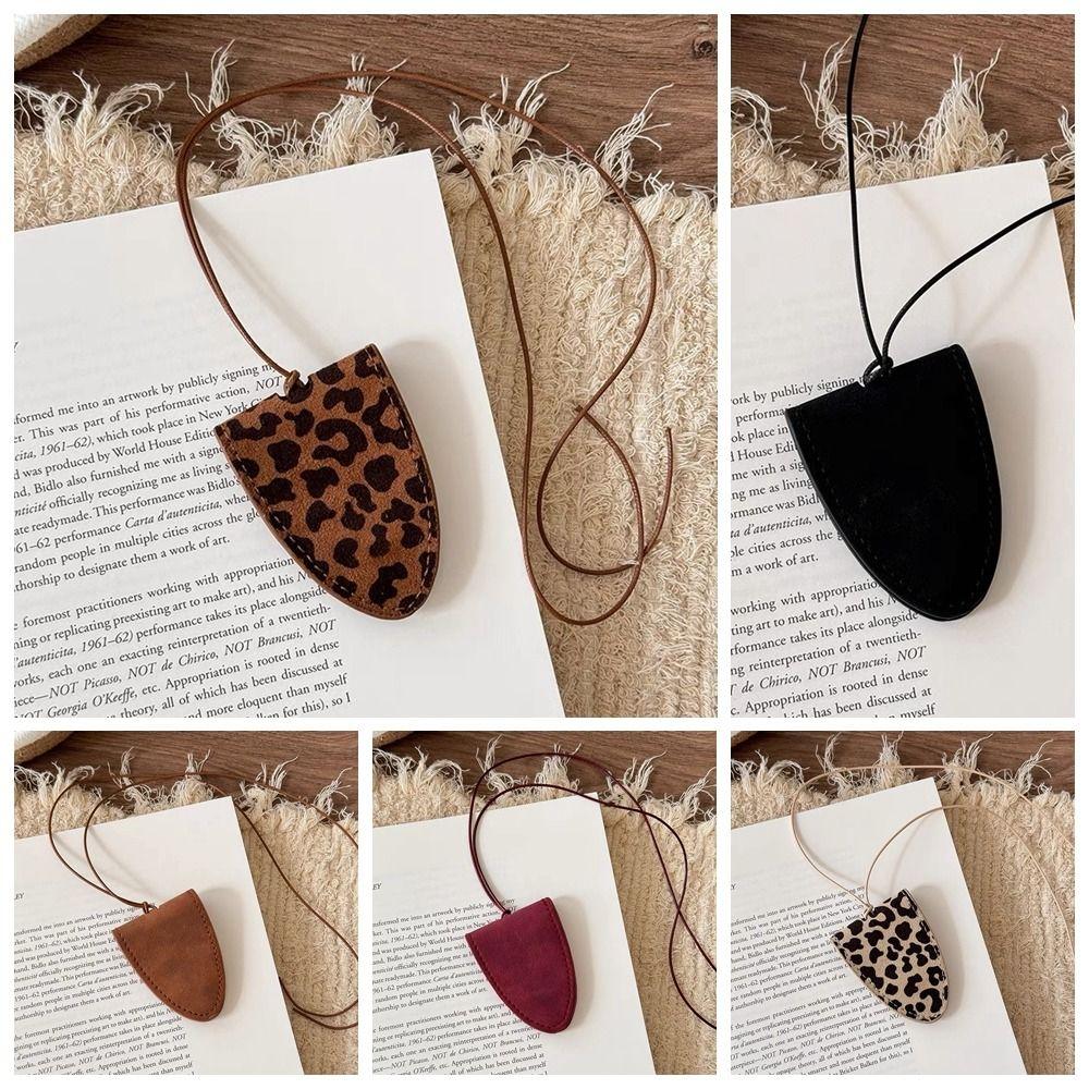 Leopard Print Glasses Storage Necklace Multi-Function Pu Leather Eyeglasses Case Male