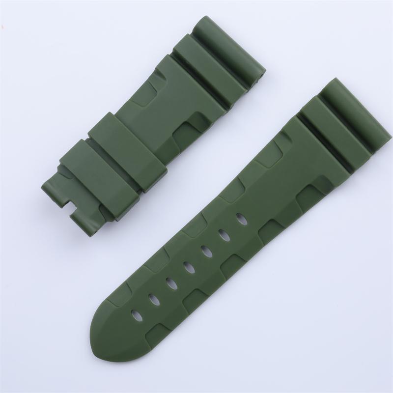 22mm 24mm 26mm Quality Soft Nature Silicone Rubber Watchband Black Blue Gray Green Red For Panerai Strap Waterproof Wristband