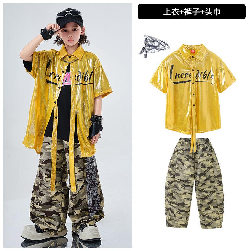 Children'S Hip-Hop Trendy Clothes Boys' Hip-Hop Fried Street Hiphop Performance Clothes Are Trendy And Cool Children'S Summer Two-Piece Short Sleeves