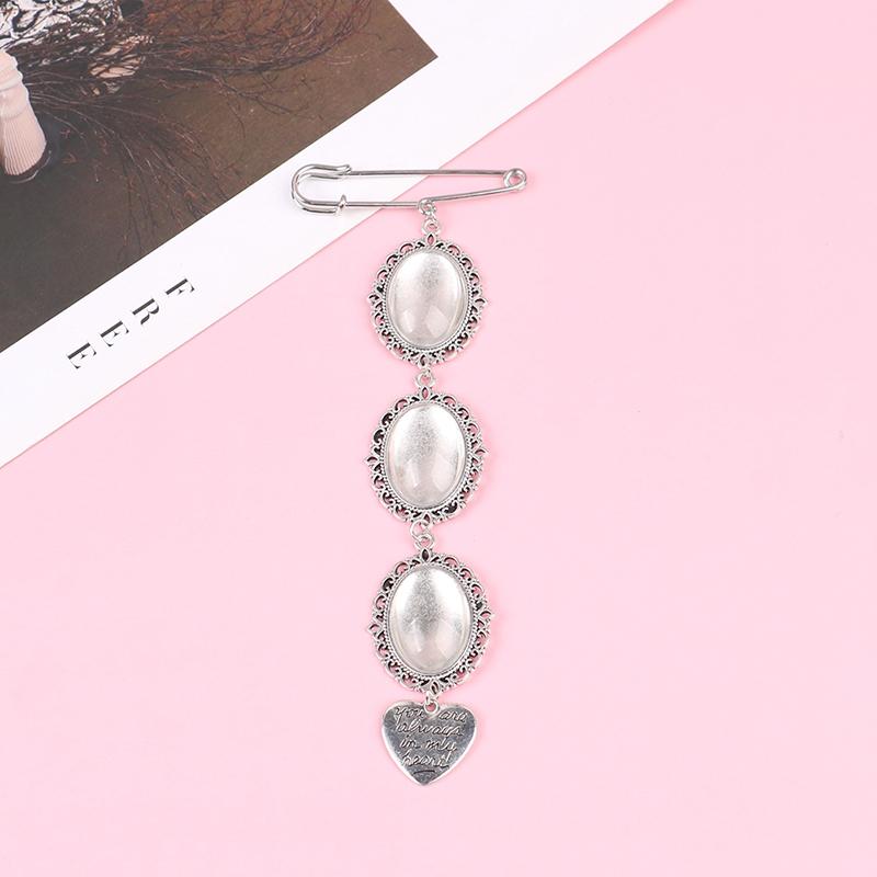 Wedding Bouquet Photo Charm Diy Pin Brooch Lacy Frame Charm Oval Picture Frame